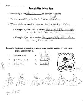 Probability Notation - notes and practice by Howe's Math Practice