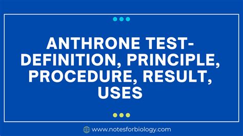 Anthrone Test