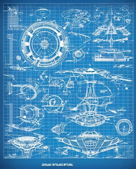 Prompthunt Futuristic Space Station Detailed Blueprint And Schematic