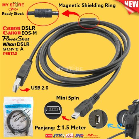 Jual Kabel Data Kamera Mini Usb 5pin Charger Cable ± 1 5m Canon Eos