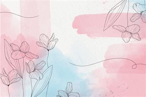 Free Vector Wallpaper With Watercolor Flowers In Pastel Colors ...