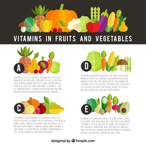 Free Vector | Infographic about vitamins in fruits and vegetables