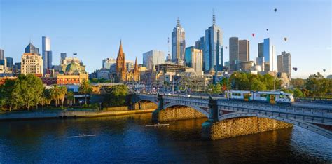 Panorama View of Beautiful Melbourne Cityscape Skyline Stock Image ...