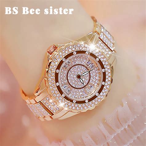 Mulheres De Cristal Rel Gios Designer Marca Luxo Diamante Rosa Ouro