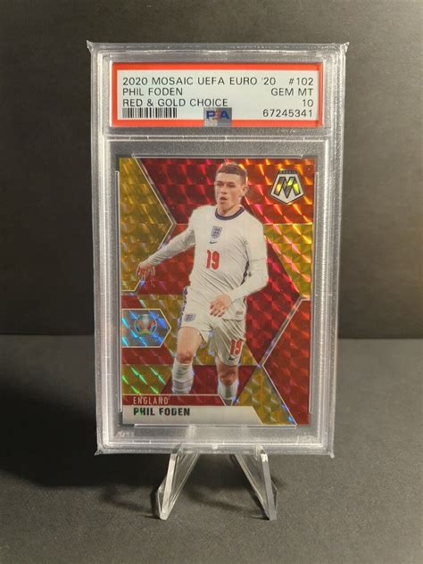 Phil Foden Panini Mosaic Uefa Euro England Red And Gold Choice