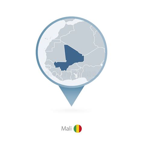 Map Pin with Detailed Map of Mali and Neighboring Countries Stock ...