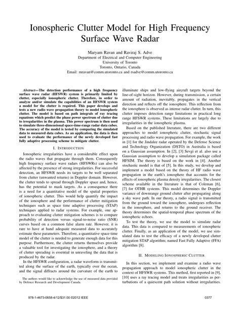 Pdf Ionospheric Clutter Model For High Frequency Surface Wave Radar