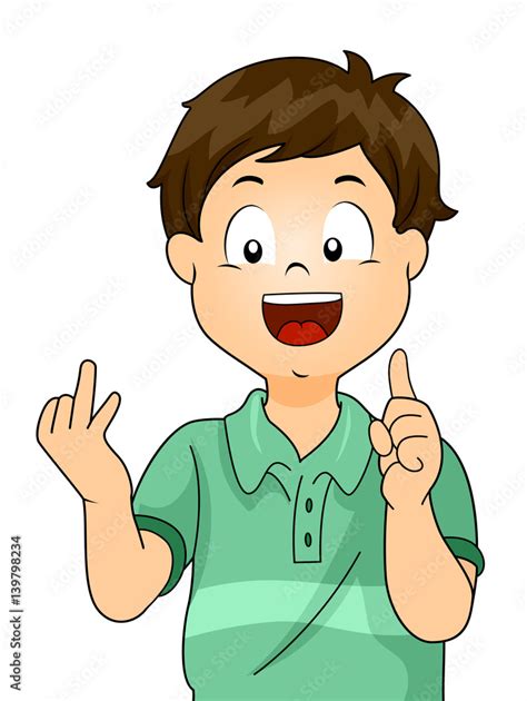 Kid Boy Counting By Hands Stock Vector | Adobe Stock