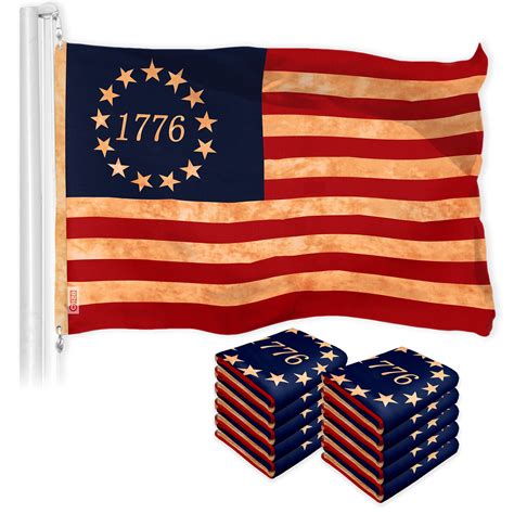 G128 10 Pack Betsy Ross 1776 Tea Stained Flag 3x5 Ft Liteweave Pro