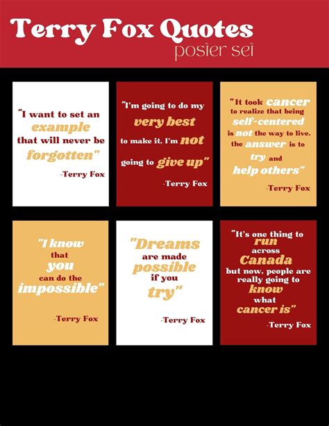 Terry Fox Quotes Poster Set - Etsy