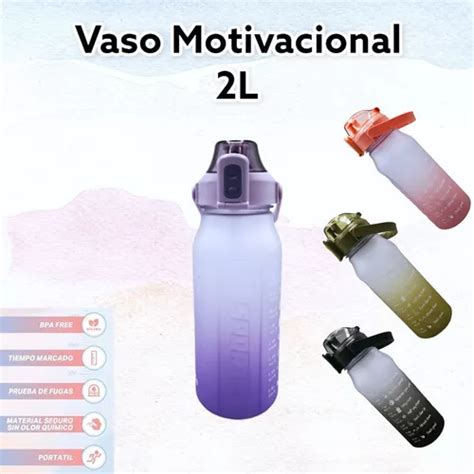 Botella Bote Vaso Motivacional Agua Popote Gym L