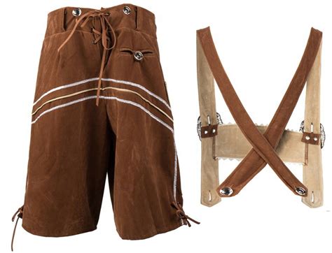 Mens Oktoberfest Bavarian Lederhosen German Traditonal Suspender Shorts