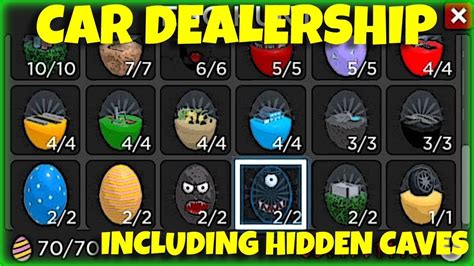 CAR DEALERSHIP TYCOON ALL 70 EGGS AND HIDDEN CAVE LOCATIONS YouTube