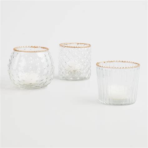 Gold Rimmed Glass Tealight Candleholders Set Of 3 By World Market Glass Tealight Candle