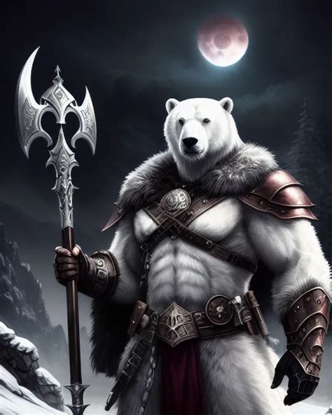 Anthropomorphic Polar Bear Arctic AI Photo Generator Starryai