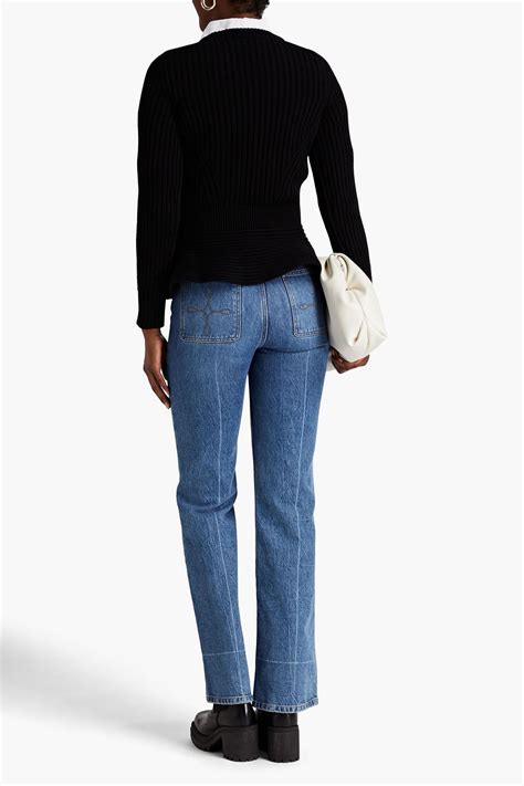 Alexander Mcqueen Ribbed Wool And Cashmere Blend Peplum Sweater The