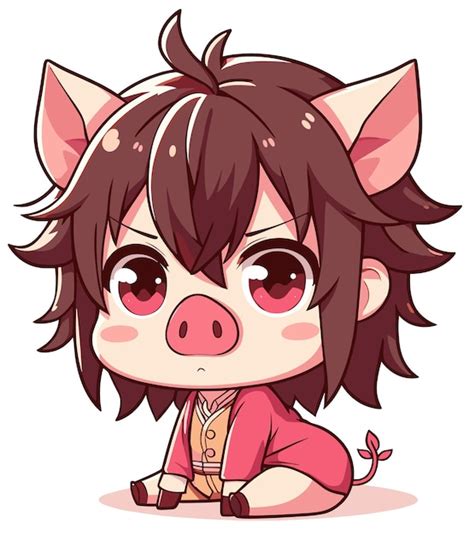 Premium Photo | Funny anime character in pig form sitting isolated on ...