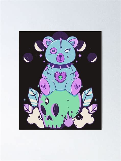 "Pastel Goth Aesthetic Kawaii Creepy Teddy Bear Moon Phases" Poster for Sale by MrEddie10 ...