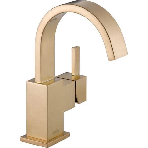 Delta Vero Single Hole Single Handle Bathroom Faucet With Metal Drain Assembly In Champagne