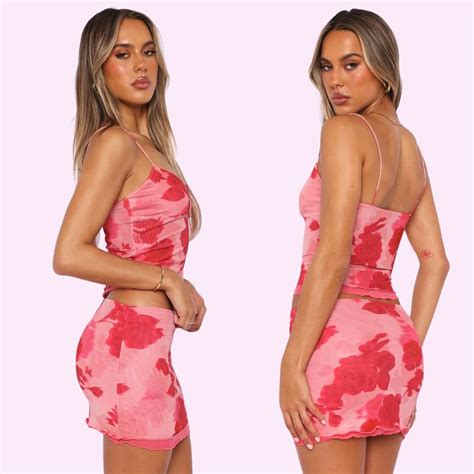 Mesh Mini Skirt Set In Strawberry Bliss Beach Babe Bikini