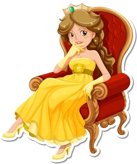 Beautiful Princess Cartoon Character Sticker 2997319 Vector Art At Vecteezy