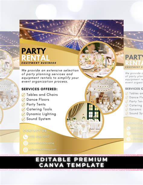 Party Rental Flyer Party Planning Diy Flyer Canva Template