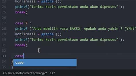 Tutorial Algoritma Percabangan Bahasa C Switch Case Youtube