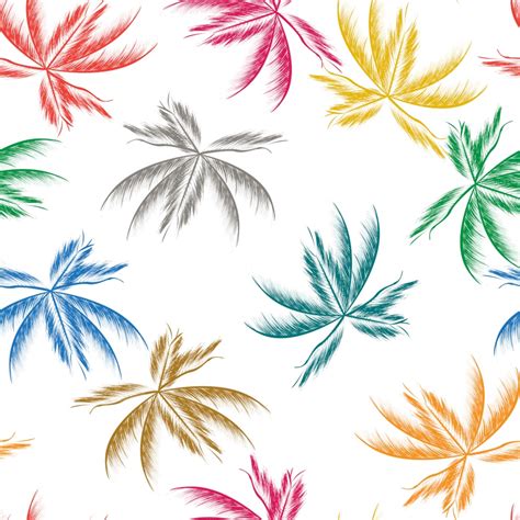 Palm Tree Leaf Seamless Pattern In Colors Background, Exotic ...