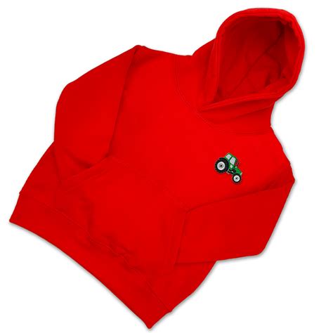 Organic Kids Tractor Hoodie Green Embroidery Playzeez