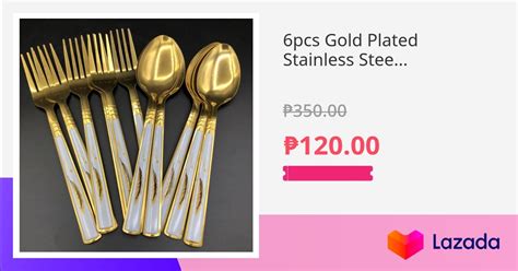 6pcs Gold Plated Stainless Steel Tinidor Or Kutsara Thick Spoon Or Fork