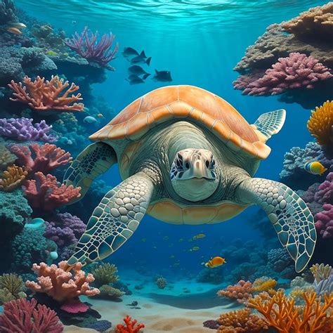 Premium Ai Image The Green Sea Turtle Generated By Ai