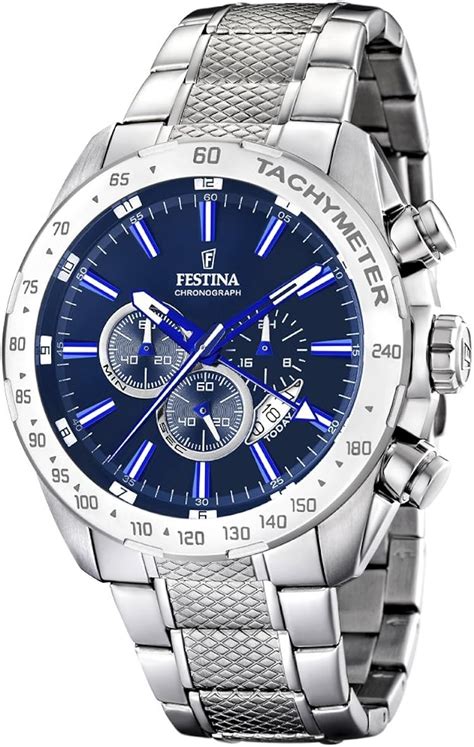 Festina Reloj Cron Grafo Para Hombre De Cuarzo Con Correa En Acero