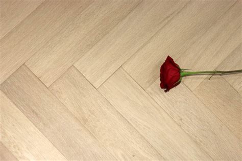 Prime Engineered Flooring Oak Herringbone Sunny White Brushed Uv Oiled