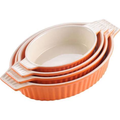 S Rie Bake Lot De Plats Four En C Ramique Orange Cm