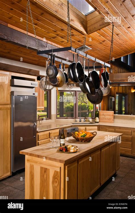 Interior Of A Hunting Lodge Kitchen Central California Stock Photo