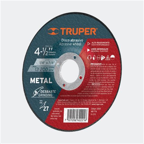 Herramientas Truper 12565 Disco Para Desbaste De Metal Tipo 27 De 4 1