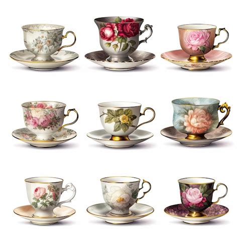 Premium AI Image | Set of porcelain tea cups