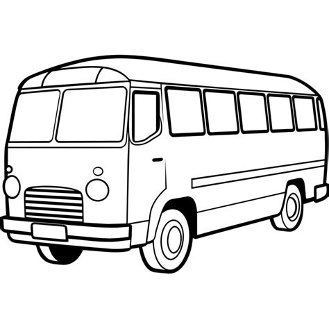 Bus outline illustration digital coloring book page line art drawing ...