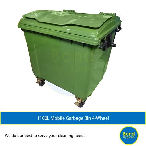 1100l Mobile Garbage Bin 4 Wheel Tong Sampah Beroda Wheelie Bin