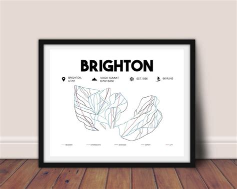 Brighton Printable Ski Trail Map Brighton Utah Trail Map - Etsy in 2022 | Brighton map, Brighton ...