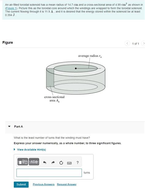 Solved An Air Filled Toroidal Solenoid Has A Mean Radius Of Chegg