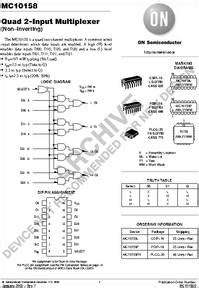 MC10158 Datasheet Quad 2 Input Multiplexer Non Inverting