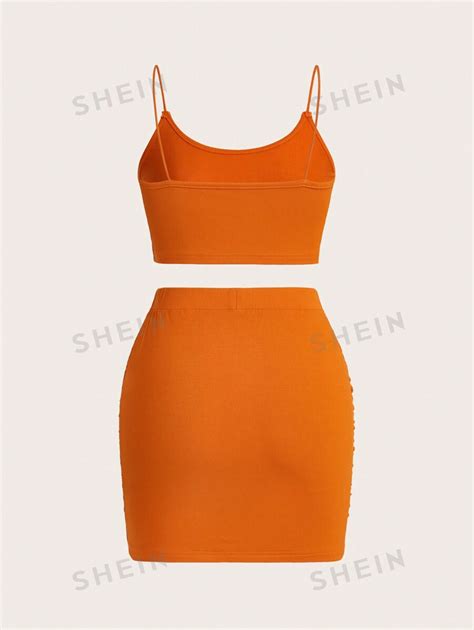 Shein Slayr 2024 Summer Music Festival New Neon Orange Tight Two Piece