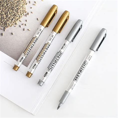 Pcs Diy Metal Waterproof Permanent Paint Marker Pens Sharpie Gold And