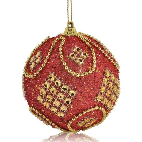 Christmas Glitter Baubles Xmas Tree Ornament Decoration Cm Stain Glass