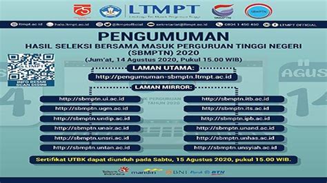 PENGUMUMAN SBMPTN 2020 Login Pengumuman Sbmptn Ltmpt Ac Id Cek Hasil