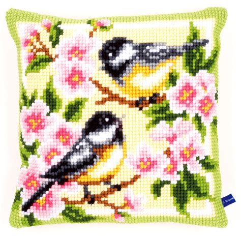 Vervaco Birds And Blossoms Cushion Front Chunky Cross Stitch Kit Cm