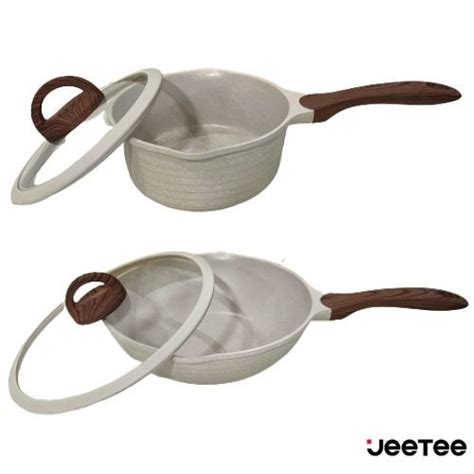 Jeetee Elegant Nordic White Marble And Granite Non Stick Wok Pan Sauce