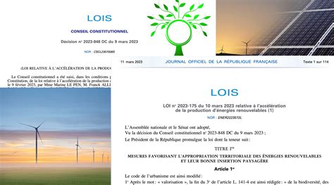 Survol De La Loi Enr N° 2023 175 Du 10 Mars 2023