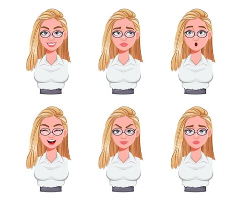 Premium Vector Face Expressions Of Businesswoman